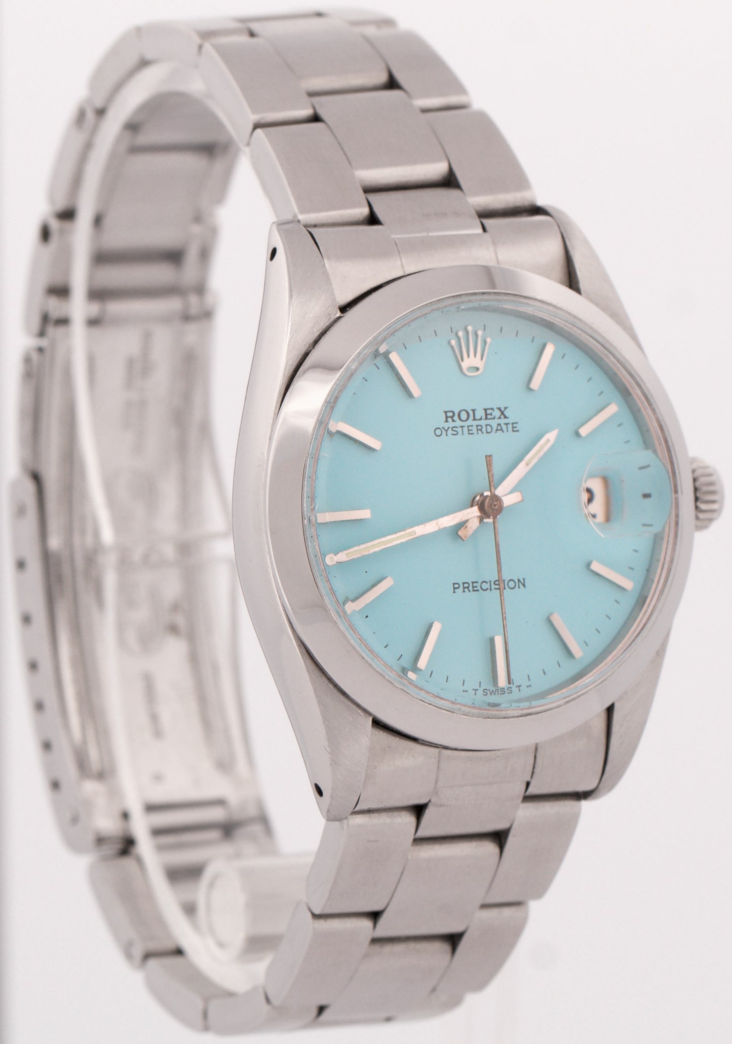 VINTAGE Rolex Oysterdate Precision BLUE Stainless Steel Oyster 34mm Watch 6694