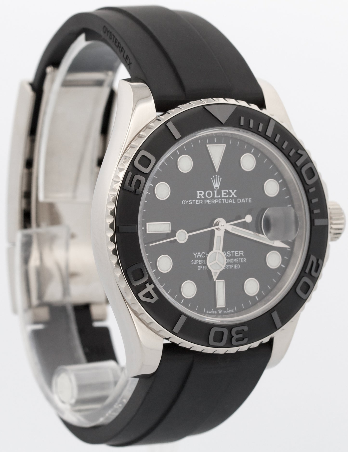 PAPERS Rolex Yacht-Master BLACK 18K White Gold Oysterflex 42mm 226659 Watch BOX