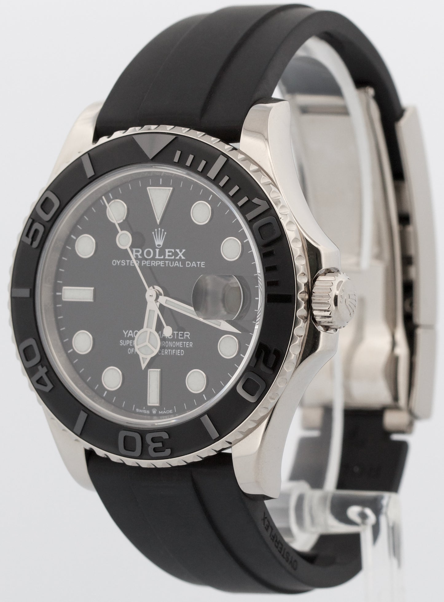 PAPERS Rolex Yacht-Master BLACK 18K White Gold Oysterflex 42mm 226659 Watch BOX