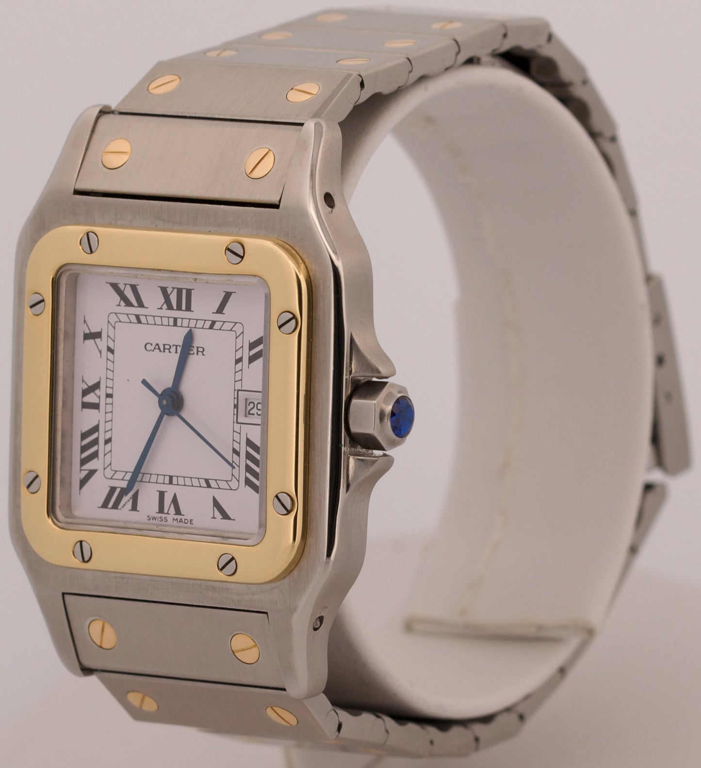 Cartier Santos Two-Tone 18k Gold Stainless Steel WHITE Roman Automatic 29mm 2961
