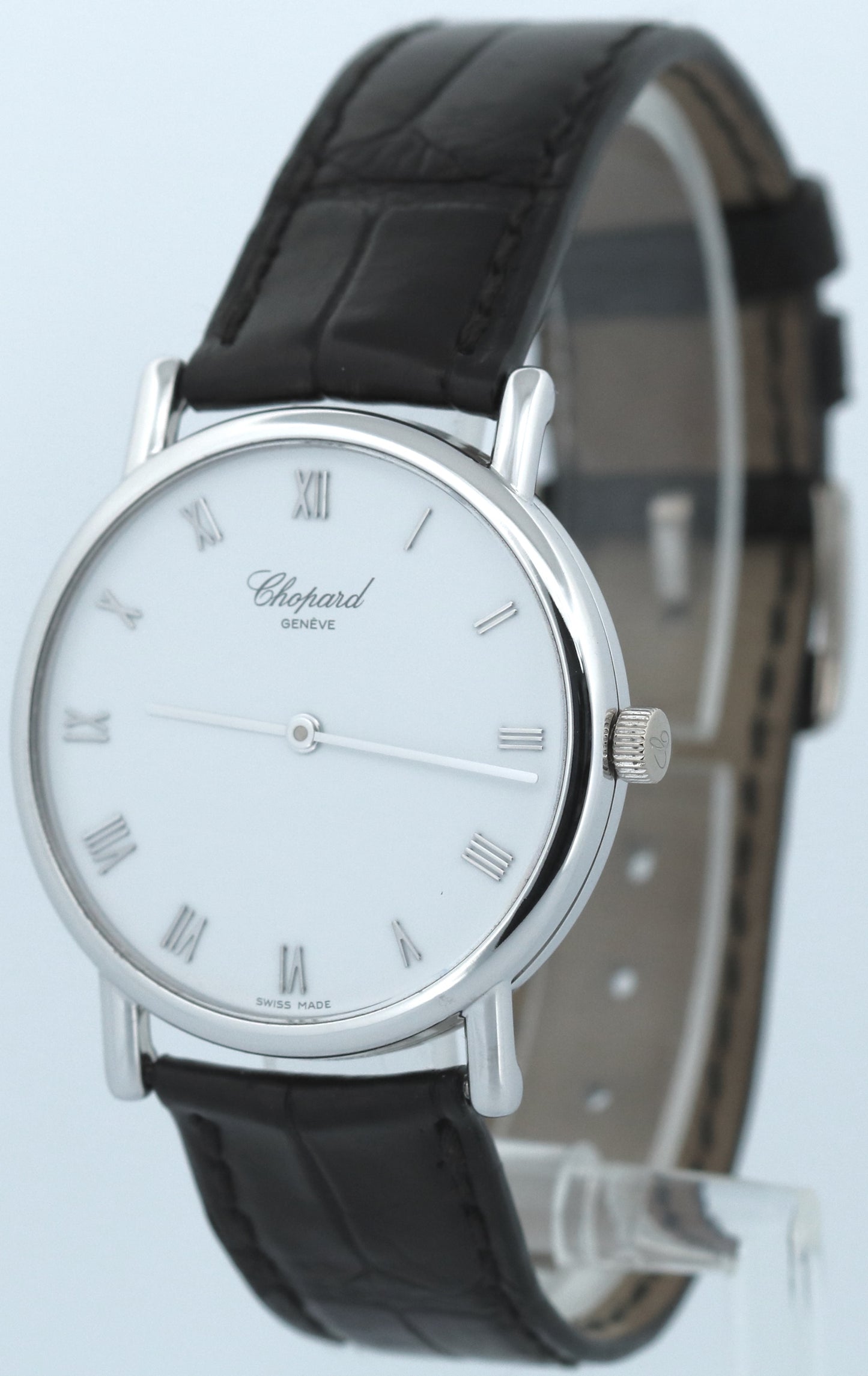 Chopard Classic WHITE ROMAN 18K Gold Leather Manual C100987 33.5mm Watch BOX