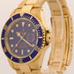 Rolex Submariner Date BLUE 18K Yellow Gold Oyster Automatic 40mm 16618 Watch BOX