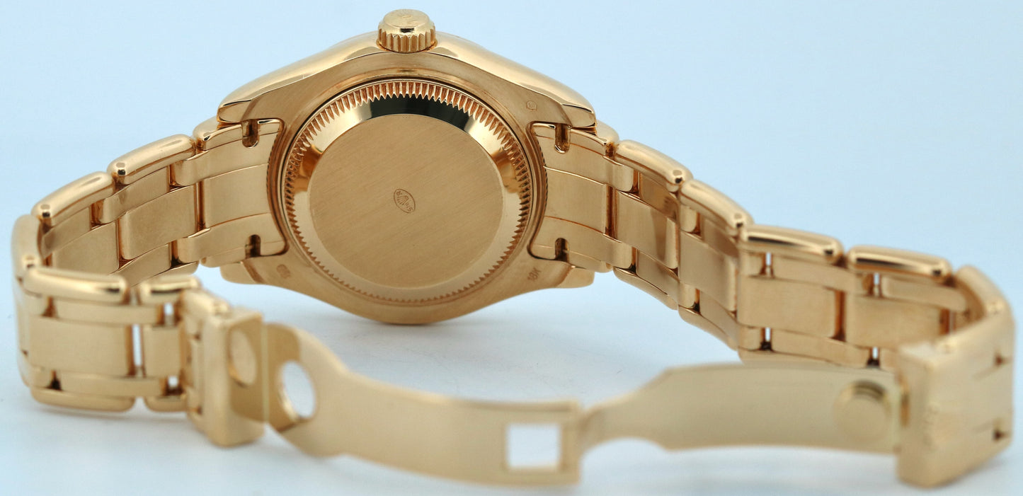 Ladies Rolex DateJust Pearlmaster DIAMOND MOP 18k Yellow Gold 29mm 69318 Watch