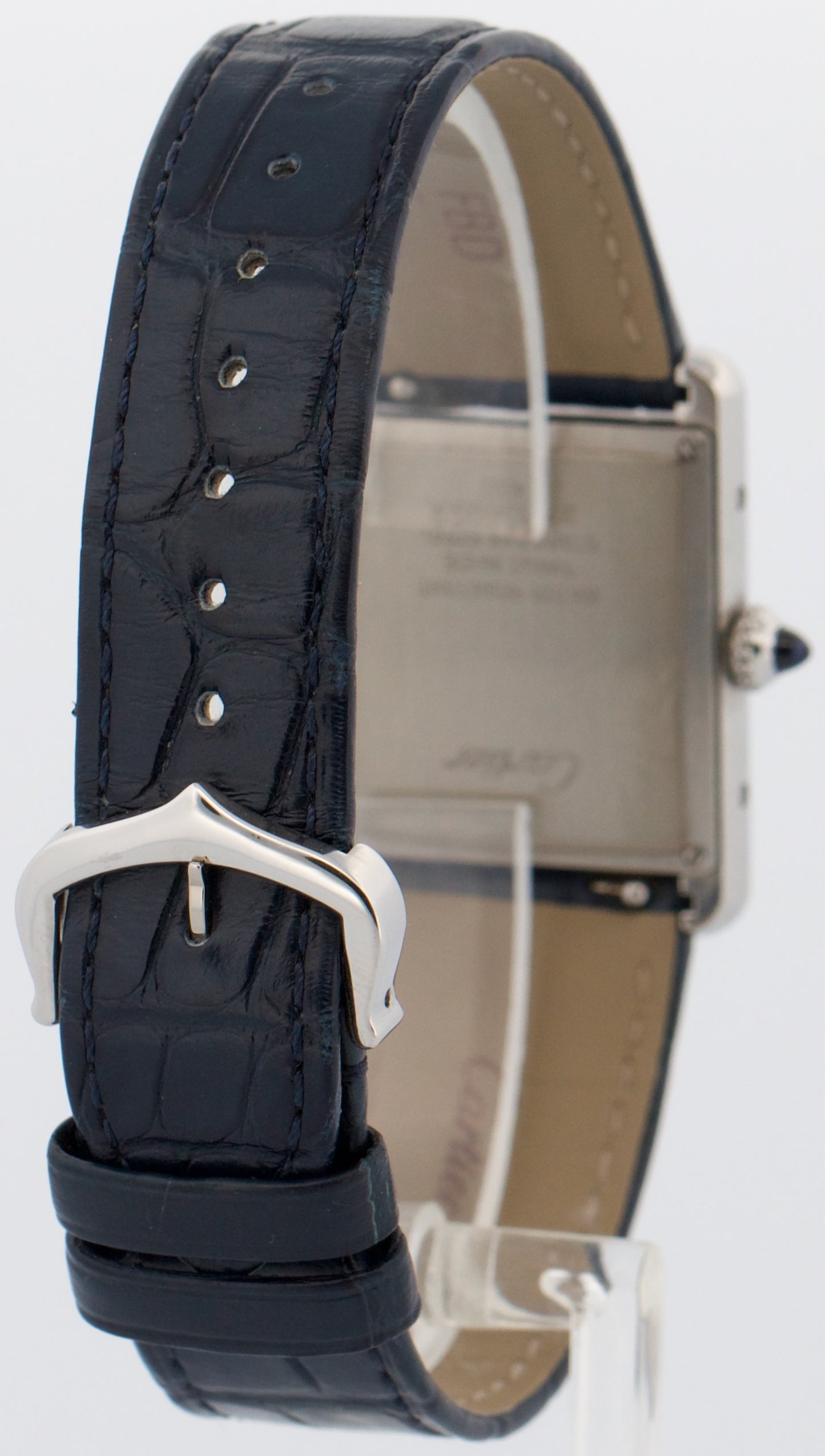 PAPERS Cartier Tank Must Large BLUE Quartz 33mm Steel Watch 4323 / WSTA0055 BOX