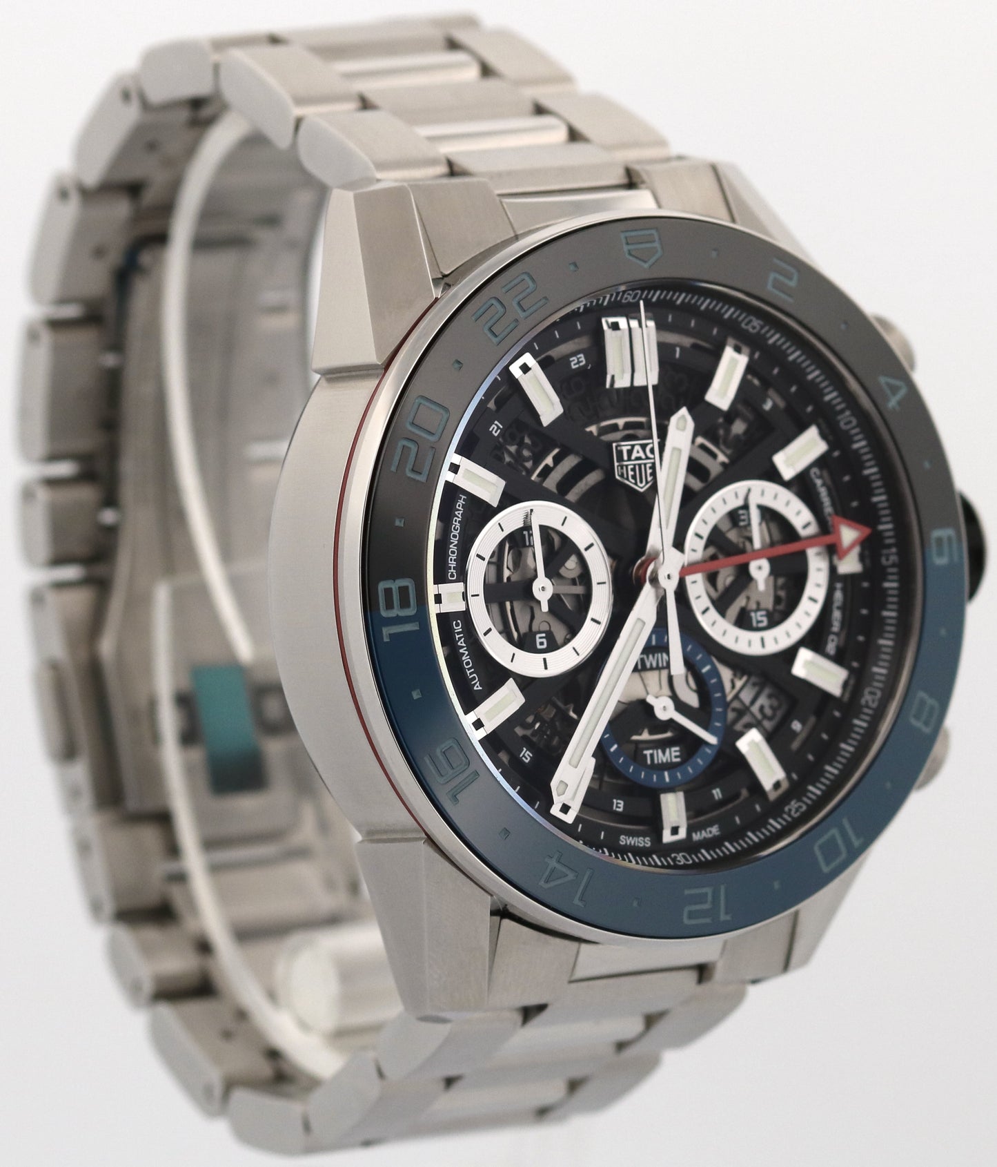 PAPERS Tag Heuer Carrera SKELETON Chronograph Steel 45mm CBG2A1Z.BA0658 BOX