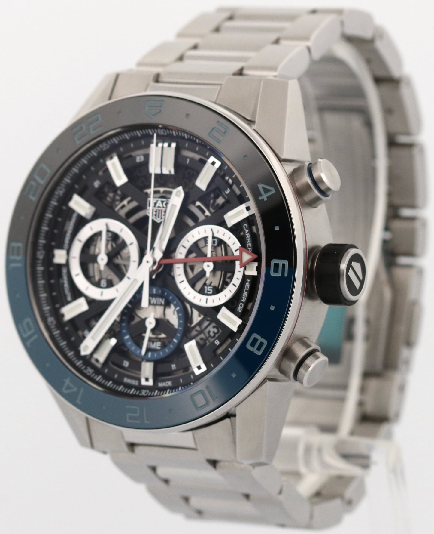 PAPERS Tag Heuer Carrera SKELETON Chronograph Steel 45mm CBG2A1Z.BA0658 BOX