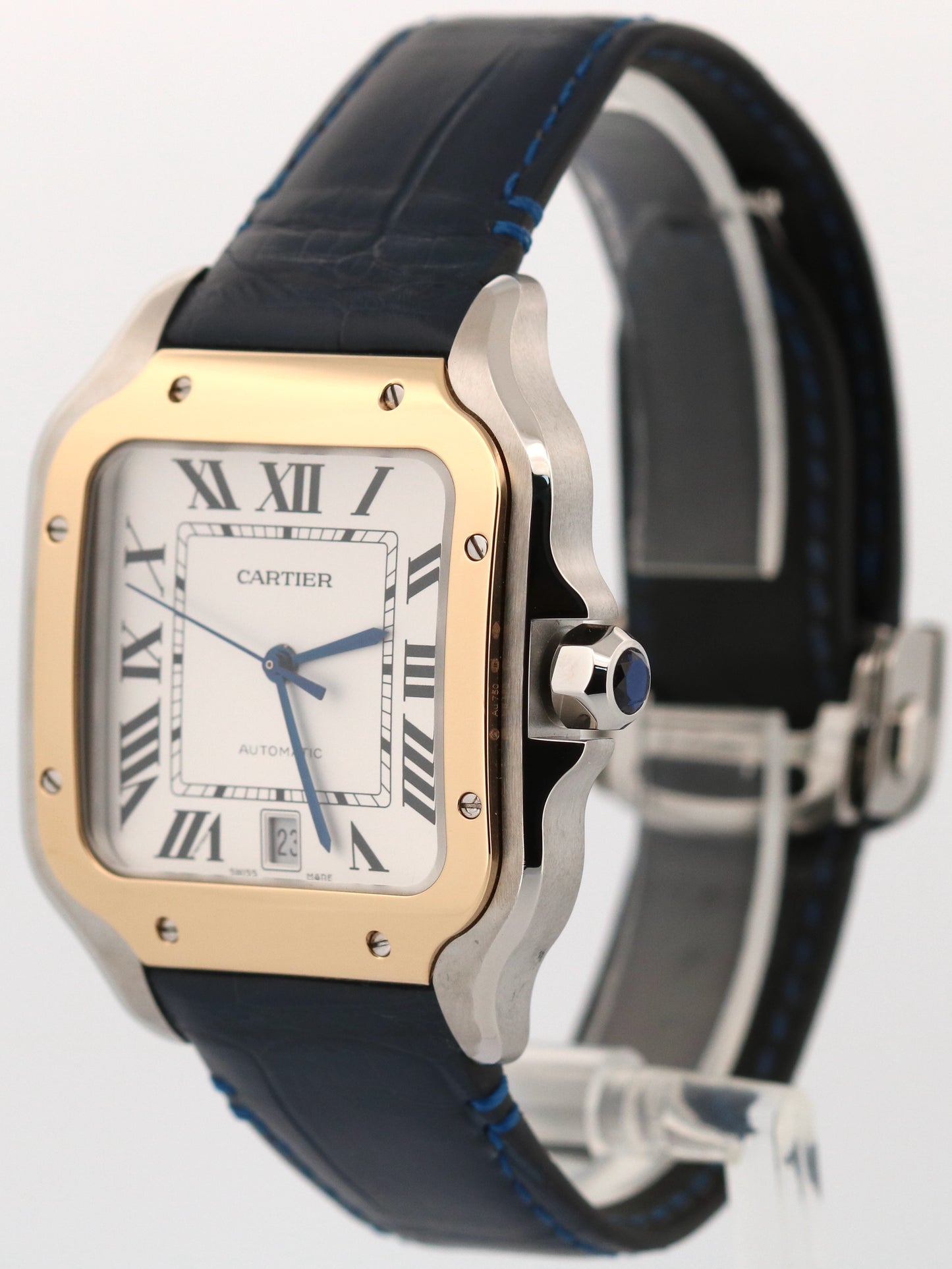 2023 PAPERS Cartier Santos 39.8mm Two-Tone 18K Steel Leather 4072 W2SA0009 BOX