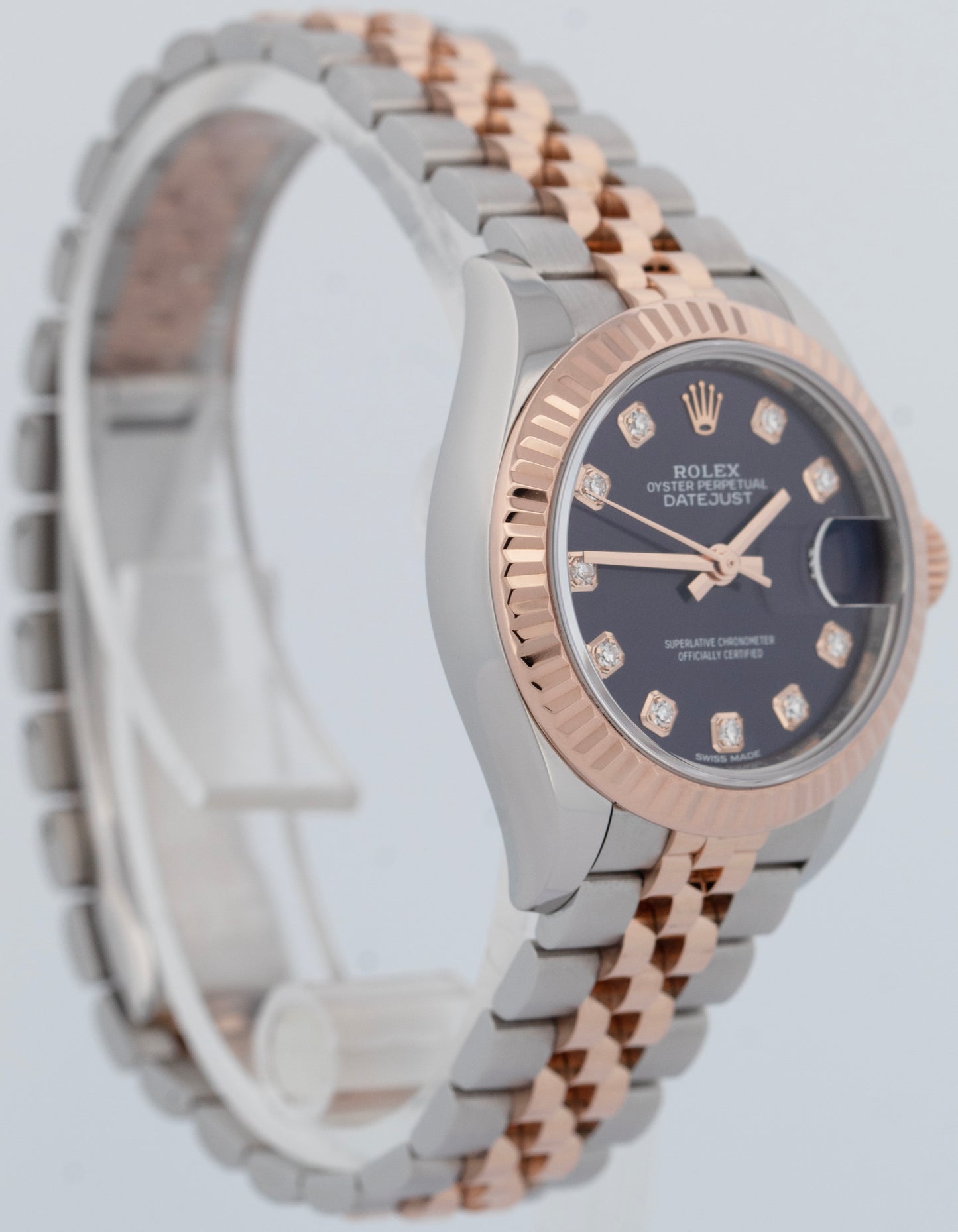 PAPERS Rolex DateJust Aubergine Purple 28mm Jubilee Rose Gold Watch 279171 BOX