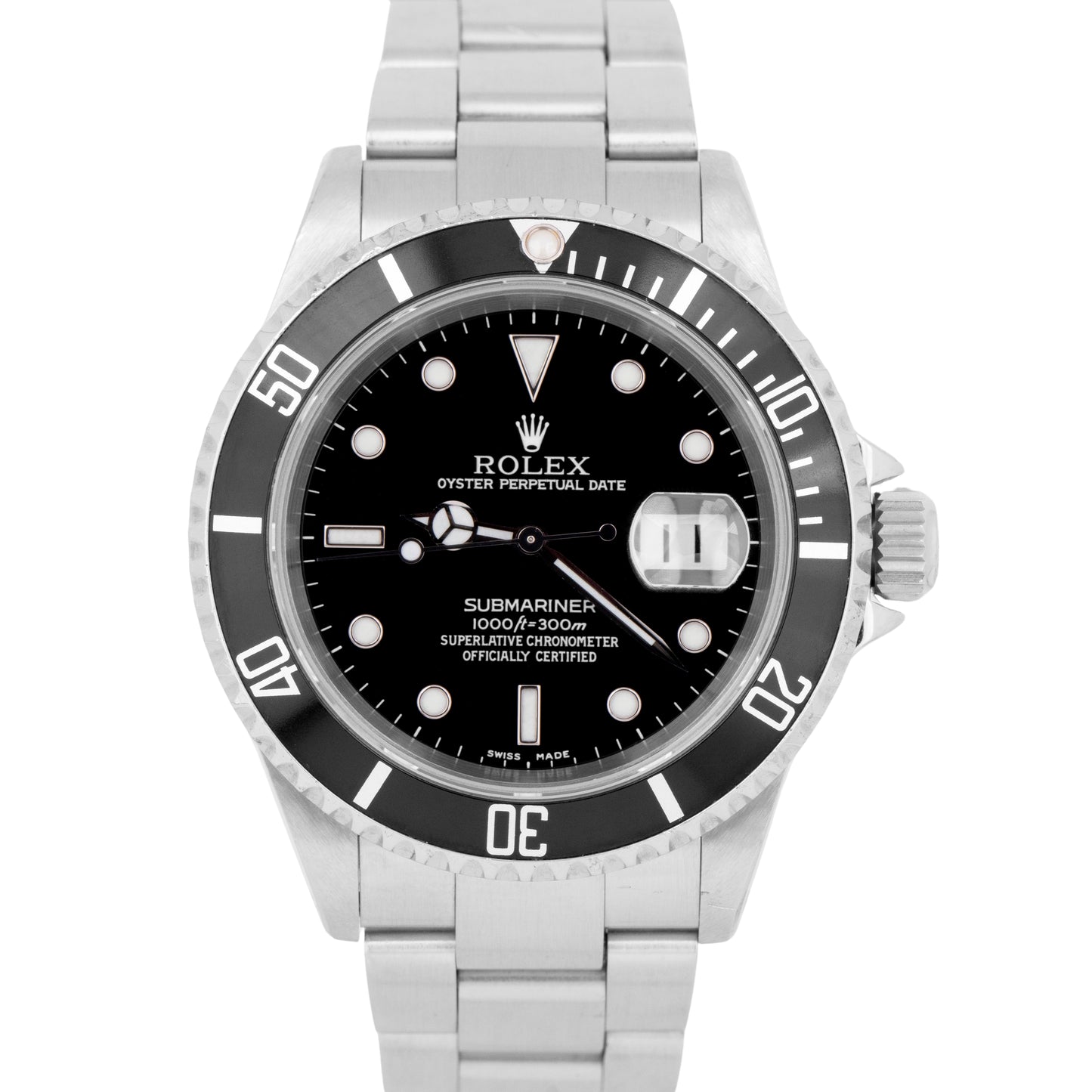 UNPOLISHED Rolex Submariner Date Black Stainless Steel 40mm Oyster 16610 Watch