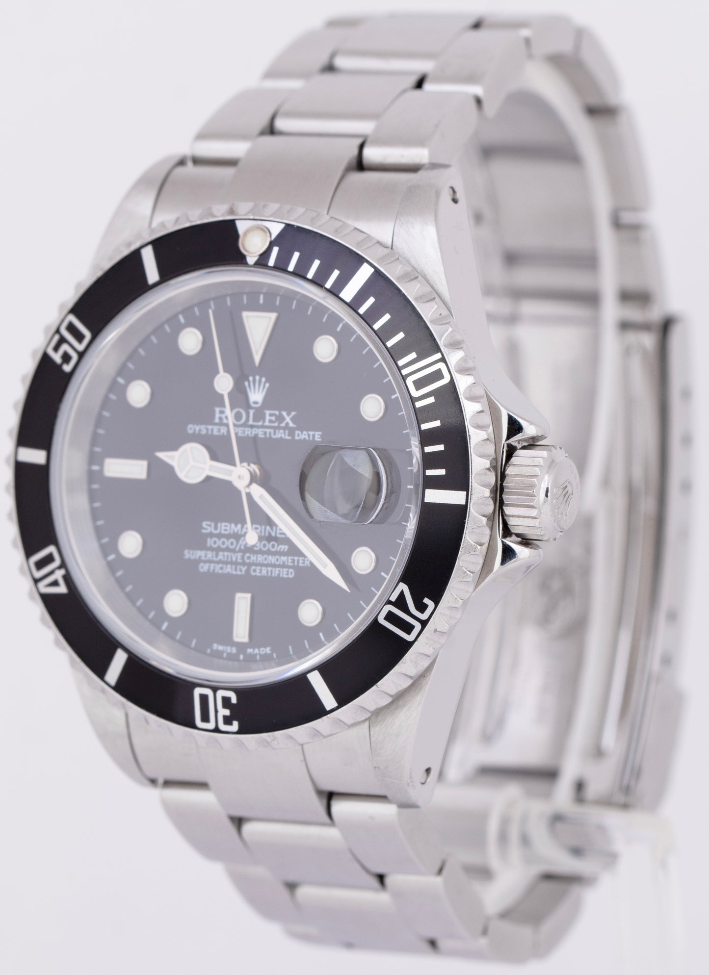 UNPOLISHED Rolex Submariner Date Black Stainless Steel 40mm Oyster 16610 Watch