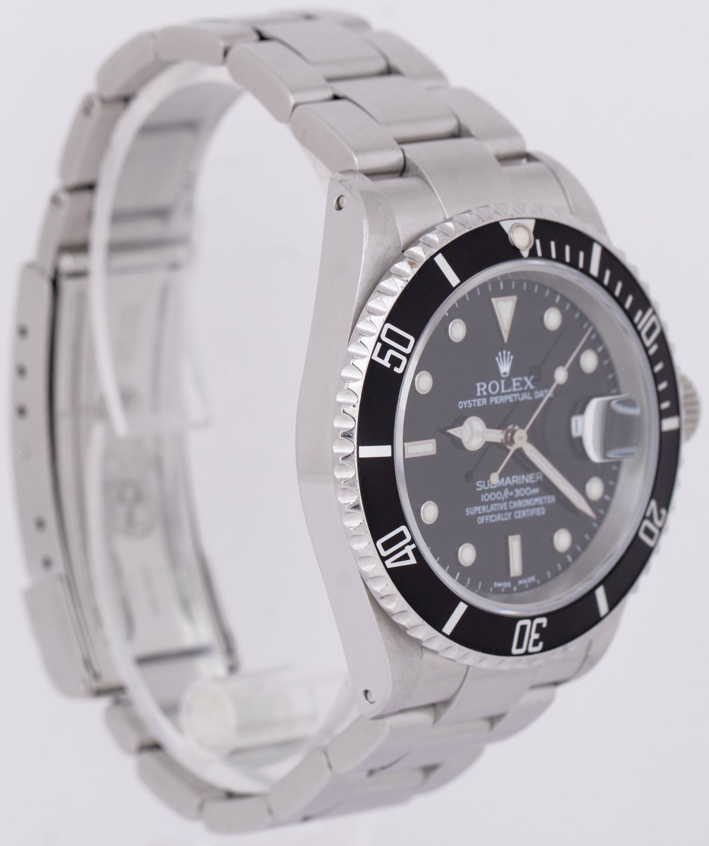 UNPOLISHED Rolex Submariner Date Black Stainless Steel 40mm Oyster 16610 Watch