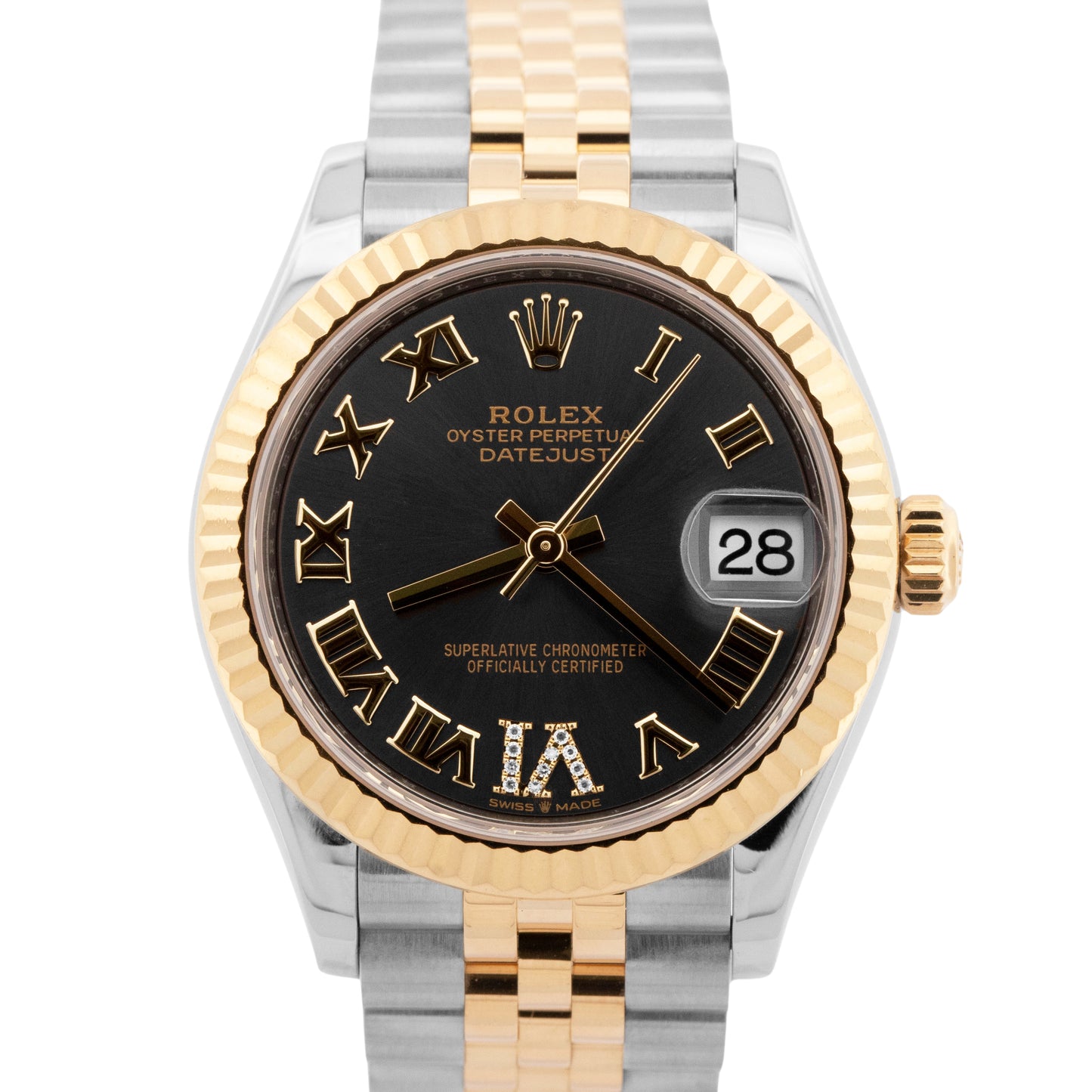 MINT Rolex Datejust 31 Two-Tone 18K Gold Steel DARK GRAY DIAMOND Jubilee 278273