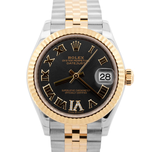 MINT Rolex Datejust 31 Two-Tone 18K Gold Steel DARK GRAY DIAMOND Jubilee 278273