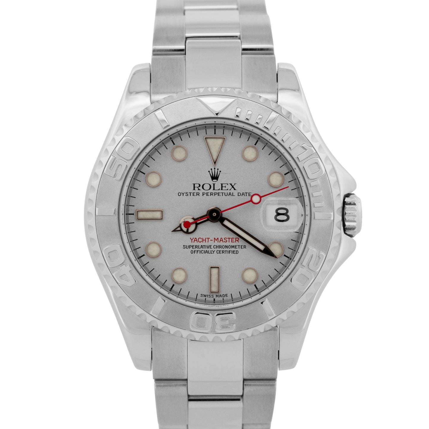 Rolex Yacht-Master Mid-Size PLATINUM Stainless Steel 35mm Oyster Watch 168622