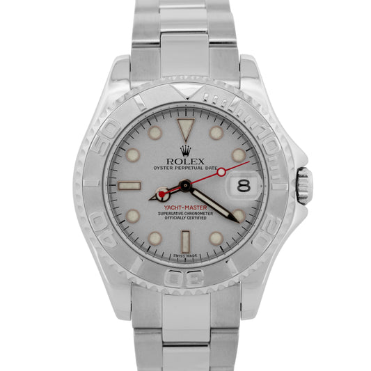Rolex Yacht-Master Mid-Size PLATINUM Stainless Steel 35mm Oyster Watch 168622