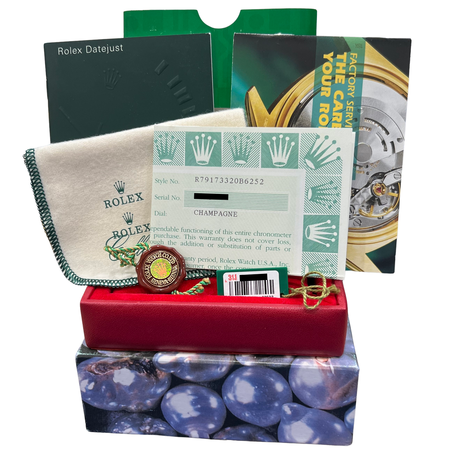 PAPERS Ladies Rolex DateJust Champagne 18K Gold Steel 26mm JUBILEE 79173 BOX