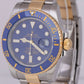 MINT Rolex Submariner Date Ceramic FLAT BLUE 18K Gold Steel 40mm Watch 116613 LB