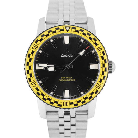 Zodiac Sea Wolf Rally Yellow Topper Limited Edition Black 40mm ZO9272 Watch BOX