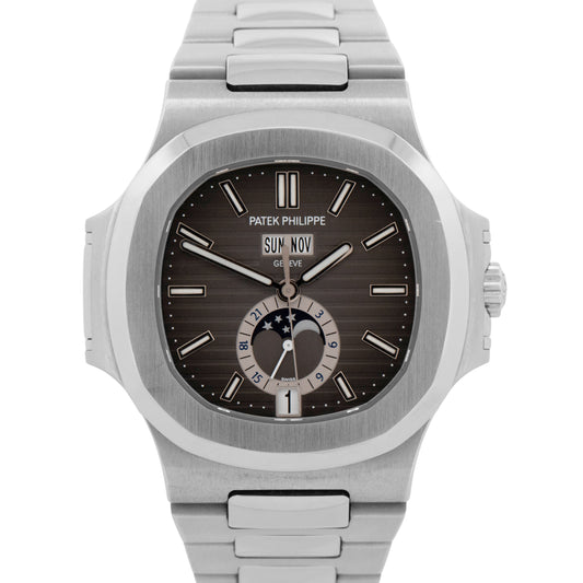 PAPERS Patek Philippe Nautilus Moonphase GRAY Steel 40.5mm 5726/1A Watch BOX