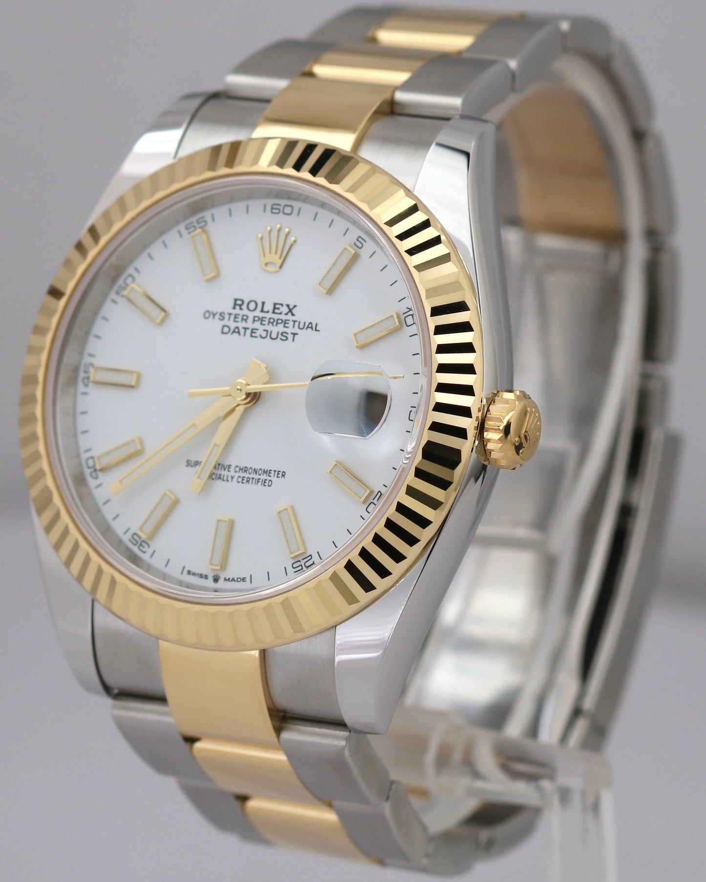 MINT 2022 Rolex DateJust White 126333 41mm 18K Gold Steel 41mm Oyster Watch BOX