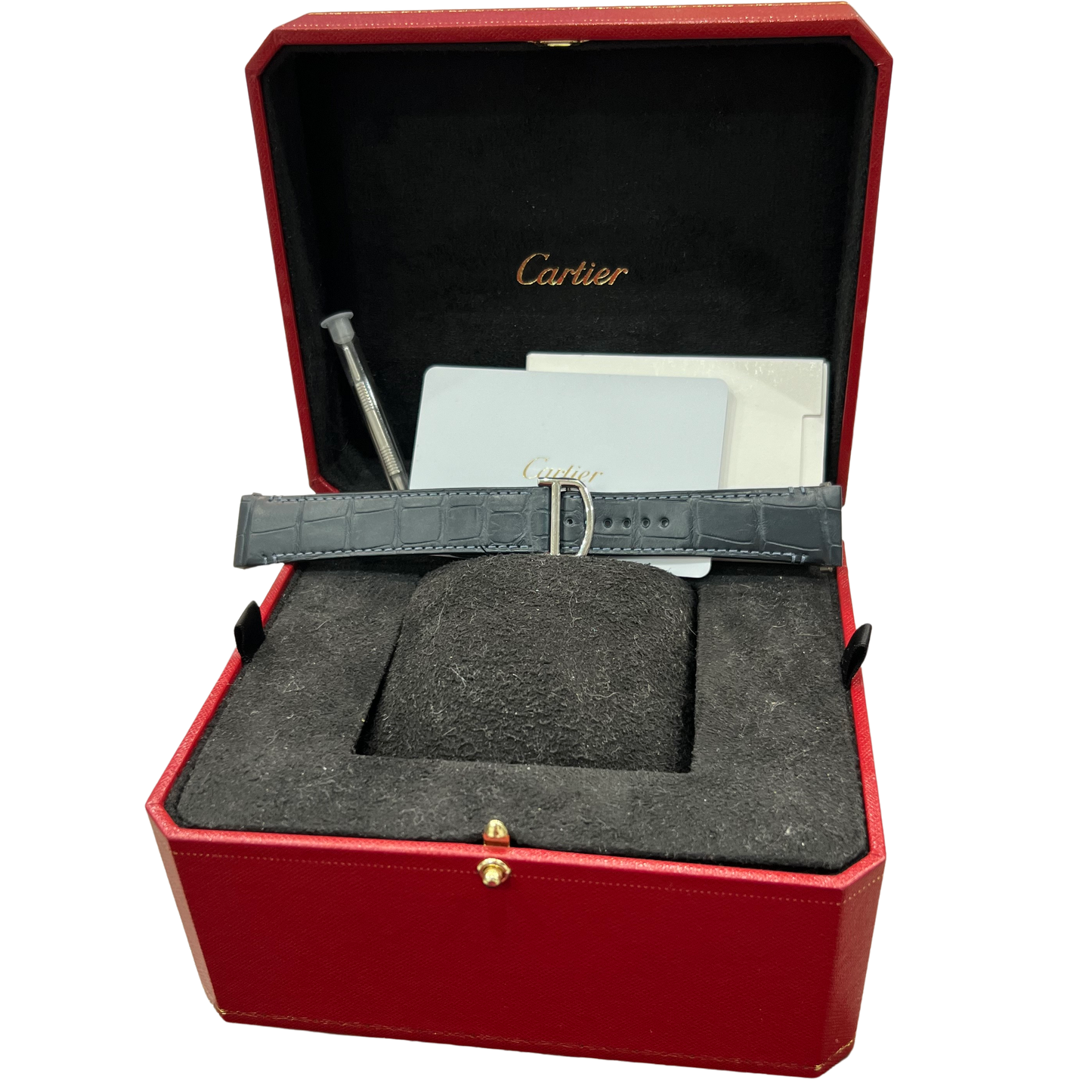2024 PAPERS Cartier Santos 39.8mm BLUE 4072 WSSA0071 Stainless Steel Watch BOX