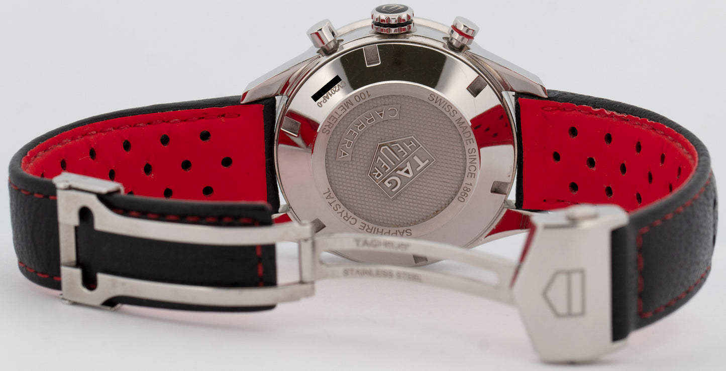 Tag Heuer Carerra Chronograph Black Stainless Steel 41mm Red Watch CV201AP