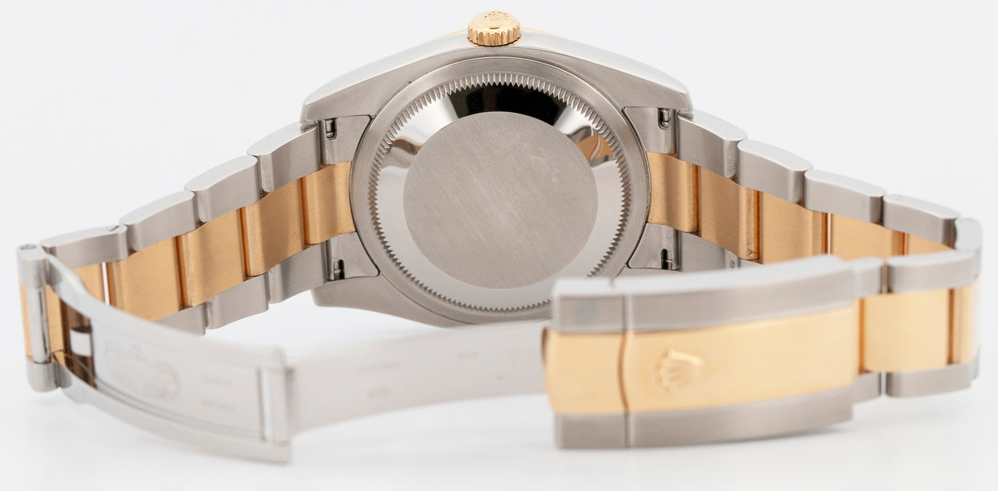 Rolex DateJust 36mm Bronze Floral DIAMOND Two-Tone 18K Yellow Gold 116243 BOX