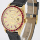 VINTAGE Rolex Day-Date 18k Yellow Gold DIAMOND RUBY 36mm 1803 Leather Watch