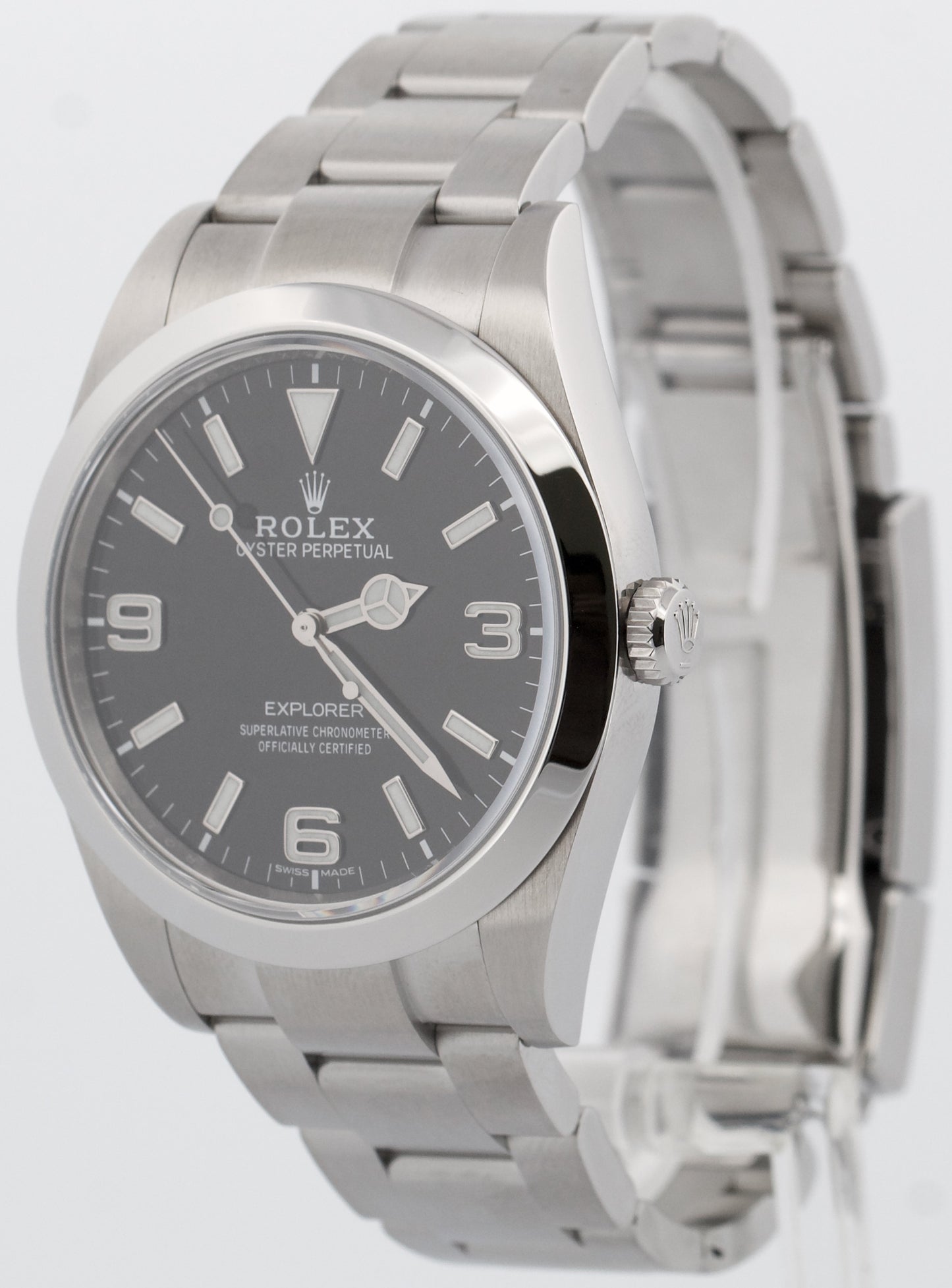 Rolex Explorer I BLACK Stainless Steel 39mm 3-6-9 MK2 Automatic Watch 214270