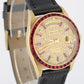 VINTAGE Rolex Day-Date 18k Yellow Gold DIAMOND RUBY 36mm 1803 Leather Watch