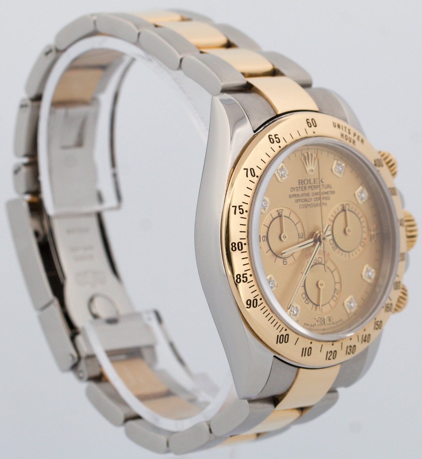 Rolex Daytona Cosmograph CHAMPAGNE DIAMOND 116523 Two-Tone 18K Yellow Gold Watch