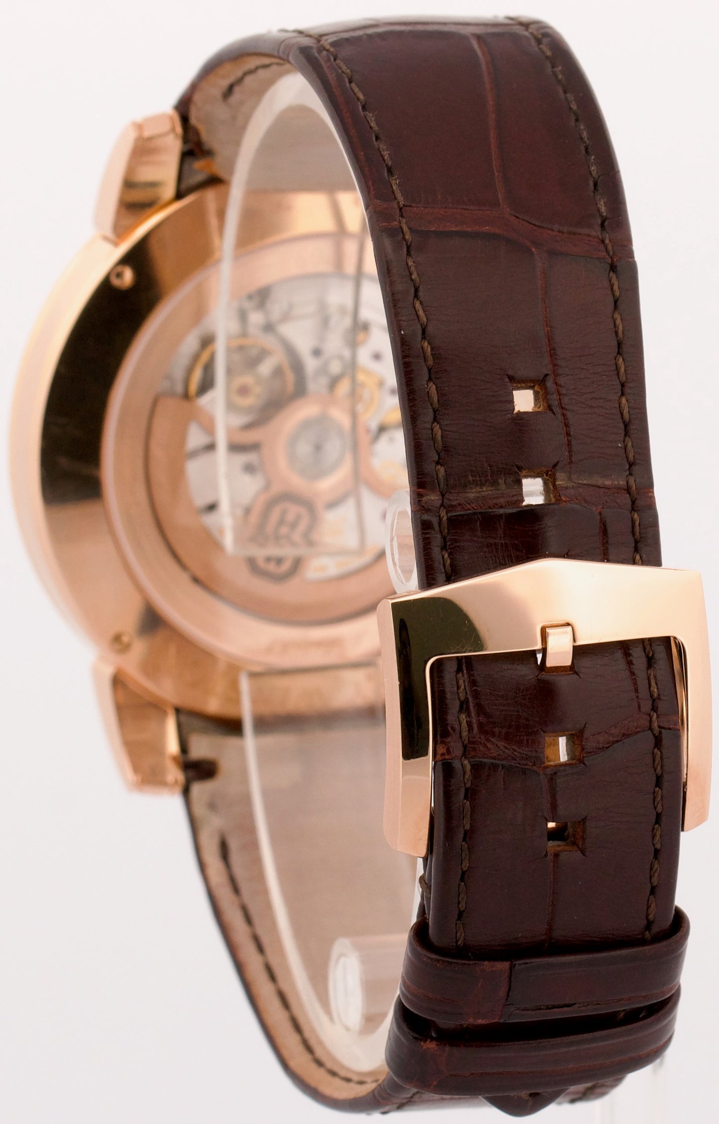 Harry Winston Midnight SILVER 18K Rose Gold Leather Steel 42mm MIDABD42RR001