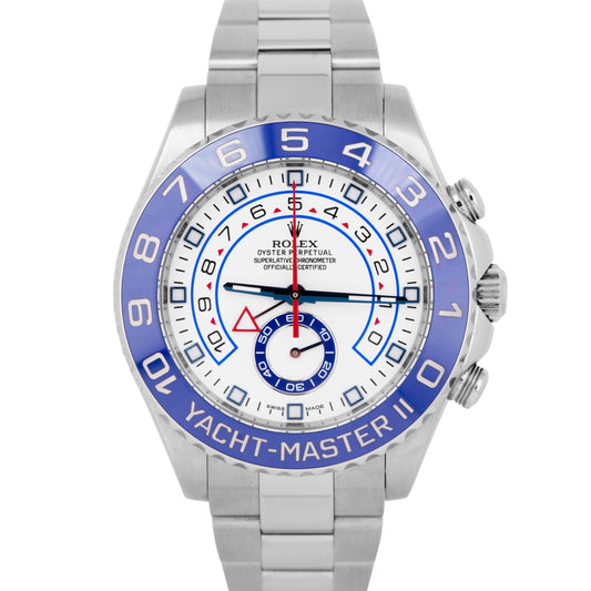 MINT Rolex Yacht-Master II 44mm Stainless Steel White Blue Regatta Watch 116680