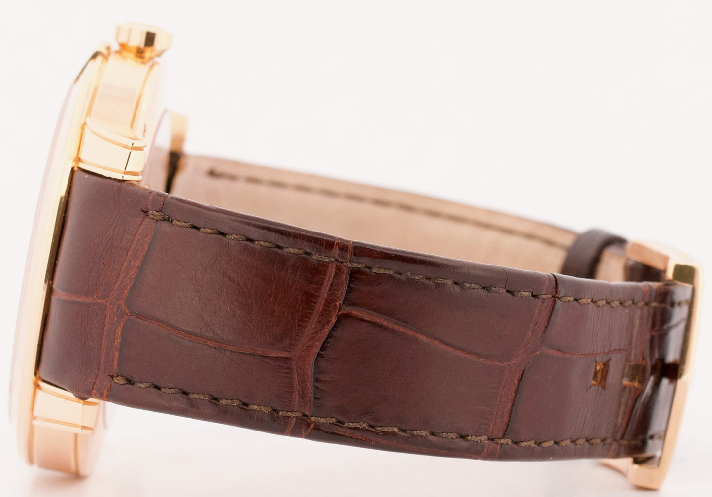 Harry Winston Midnight SILVER 18K Rose Gold Leather Steel 42mm MIDABD42RR001