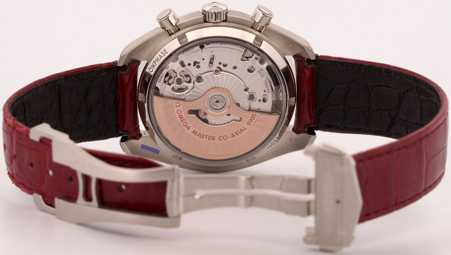 PAPERS Omega Speedmaster Moonphase PLATINUM RUBY 44mm 304.93.44.52.99.002 BOX