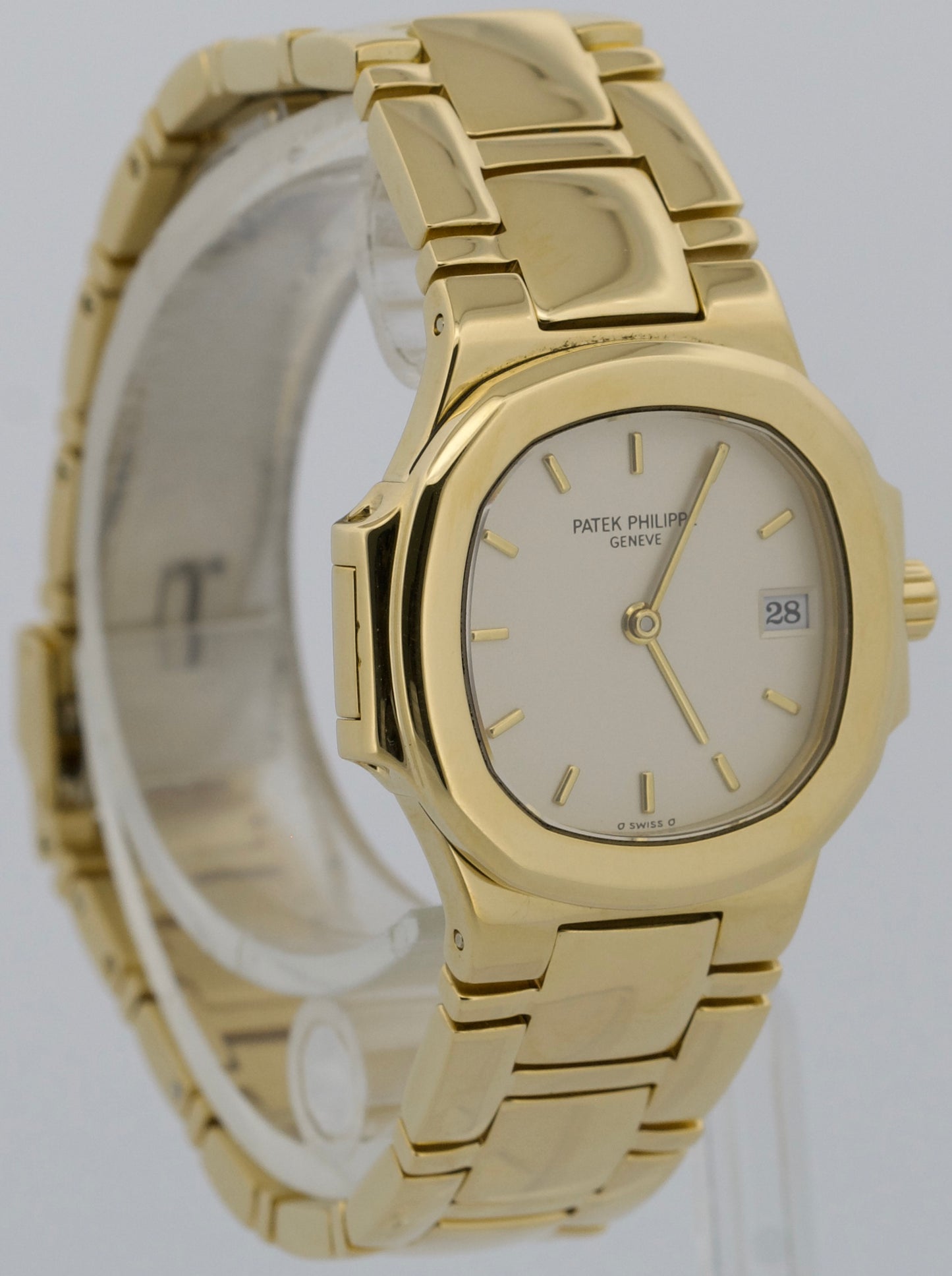 Ladies Patek Philippe Nautilus IVORY 18k Yellow Gold 27mm Quartz 4700/51 Watch