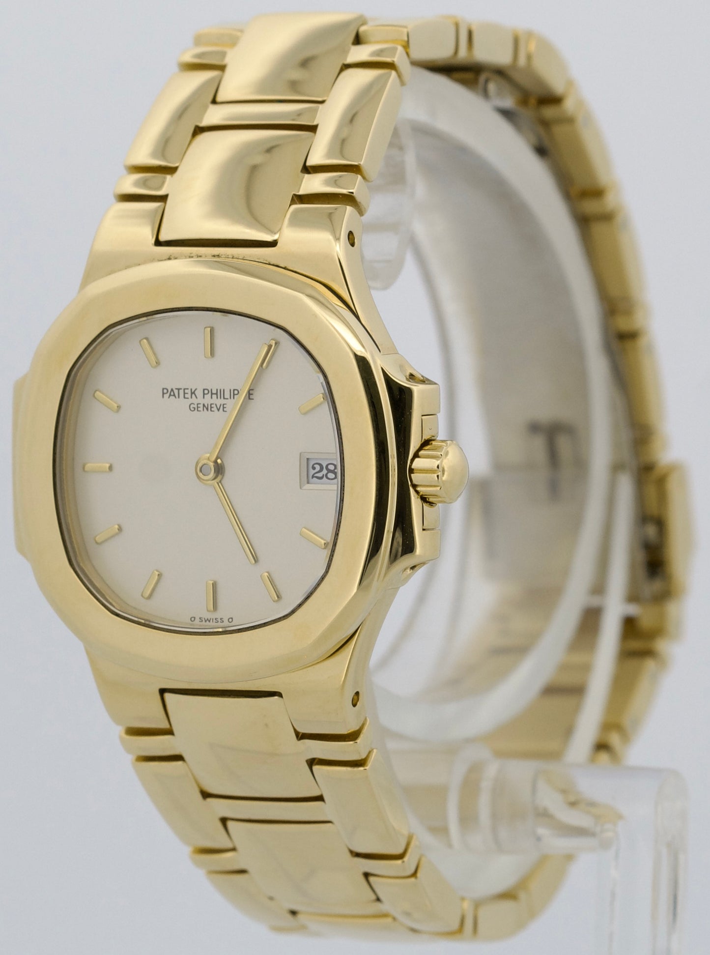 Ladies Patek Philippe Nautilus IVORY 18k Yellow Gold 27mm Quartz 4700/51 Watch