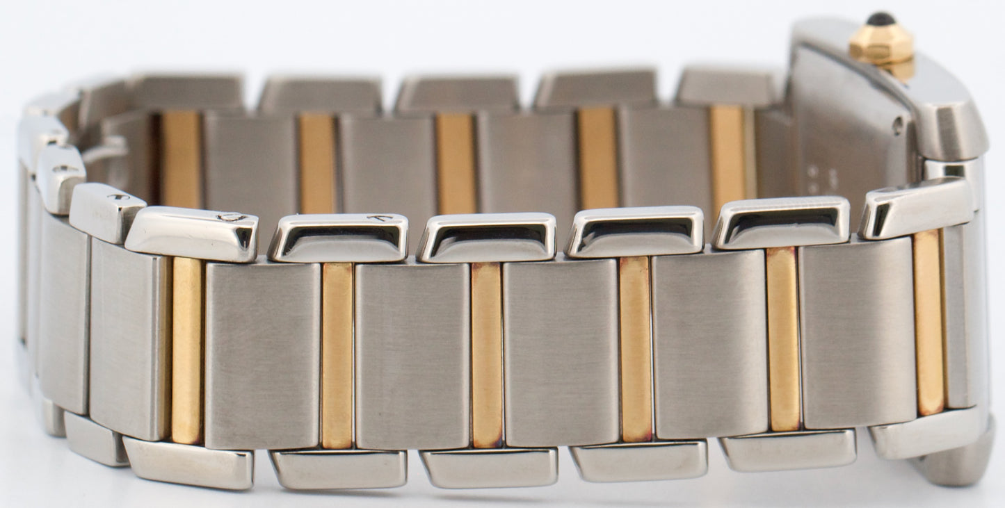 Ladies Cartier Tank Francaise Two-Tone 18K Gold Steel Guilloche 2302 W51005Q4