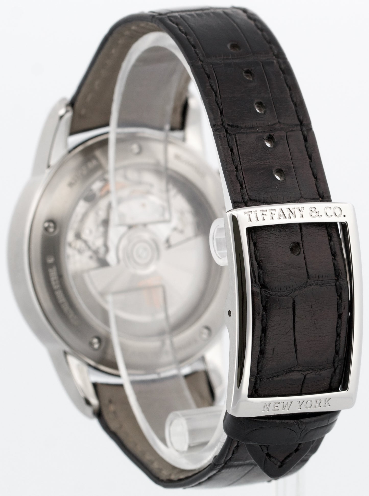 PAPERS Tiffany & Co. Chronograph SILVER Automatic Leather 42mm 33668845 BOX