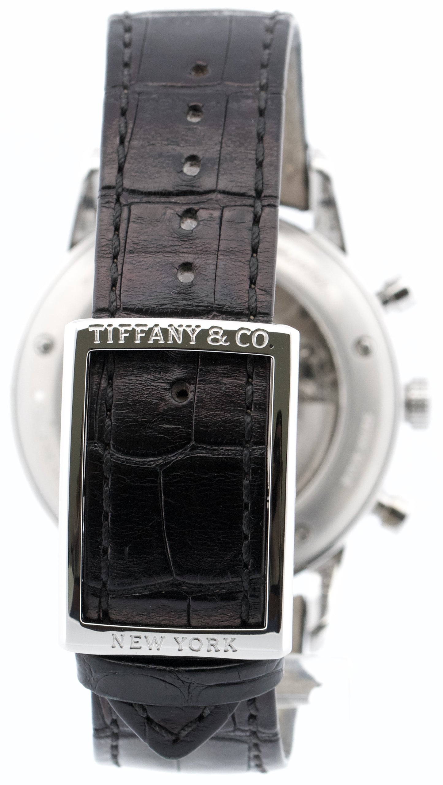 PAPERS Tiffany & Co. Chronograph SILVER Automatic Leather 42mm 33668845 BOX