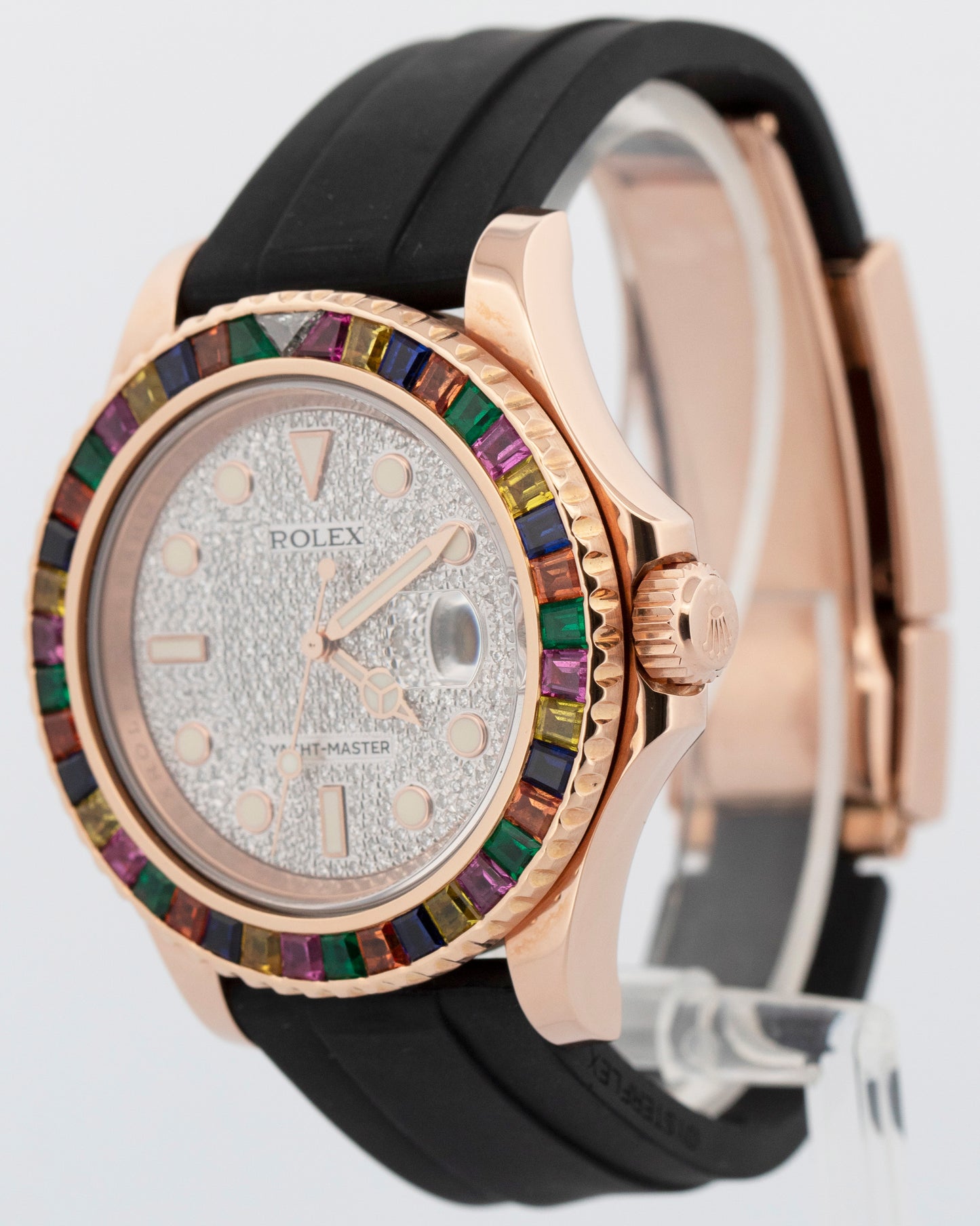 2017 PAPERS Rolex Yacht-Master RAINBOW DIAMOND Rose Gold 40mm 116655 Watch BOX