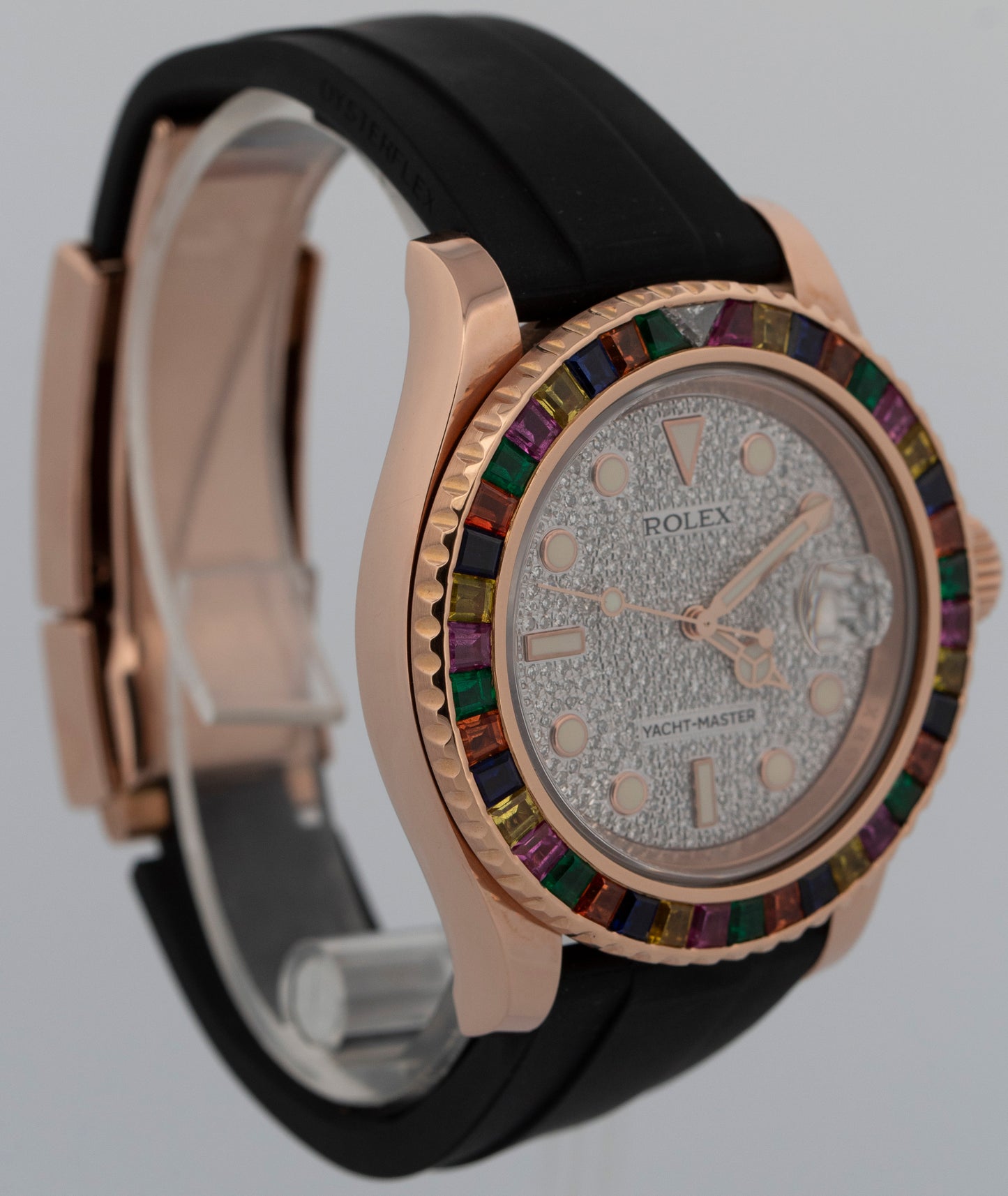 2017 PAPERS Rolex Yacht-Master RAINBOW DIAMOND Rose Gold 40mm 116655 Watch BOX