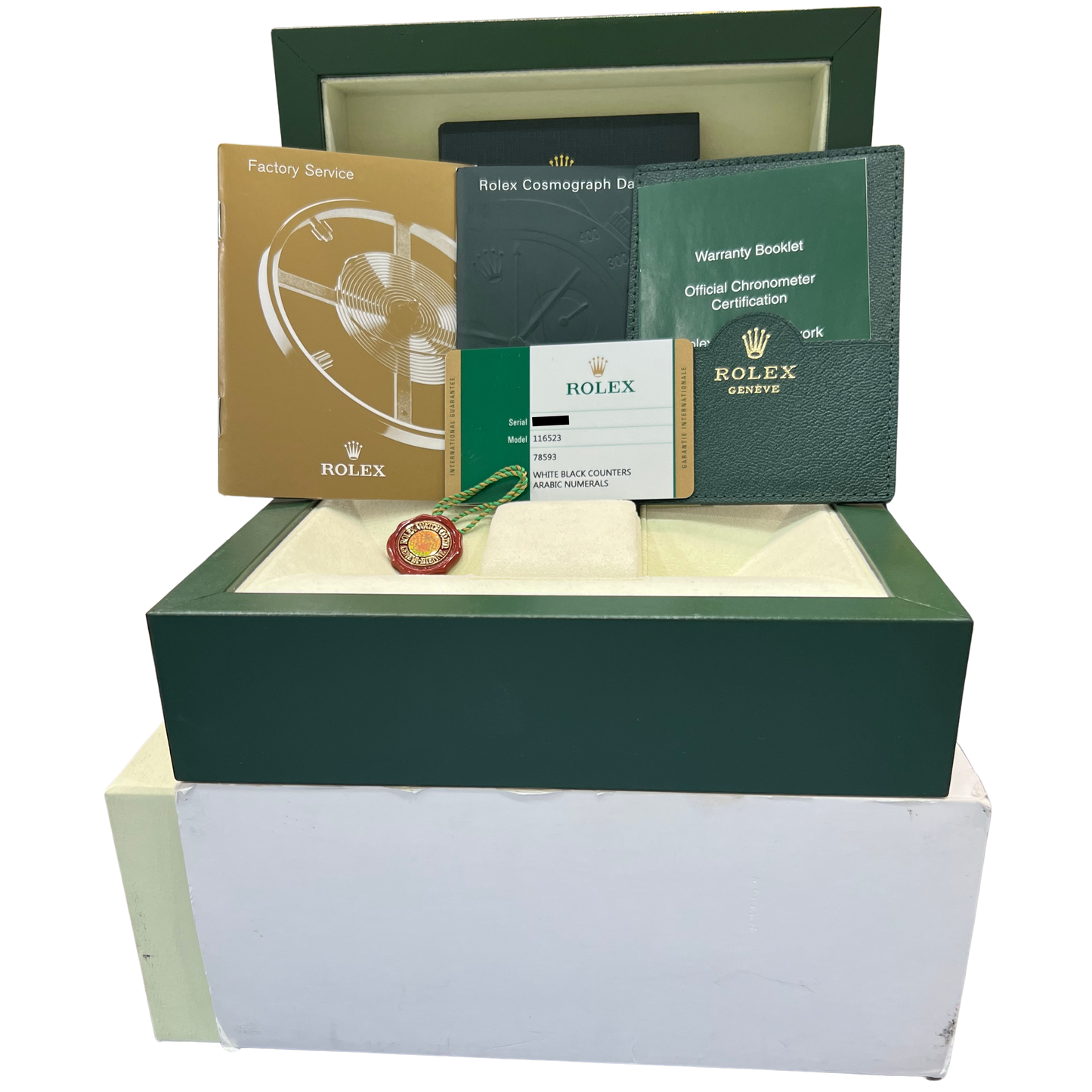PAPERS Rolex Daytona Cosmograph Ivory White Racing 18K Gold Watch 116523 BOX