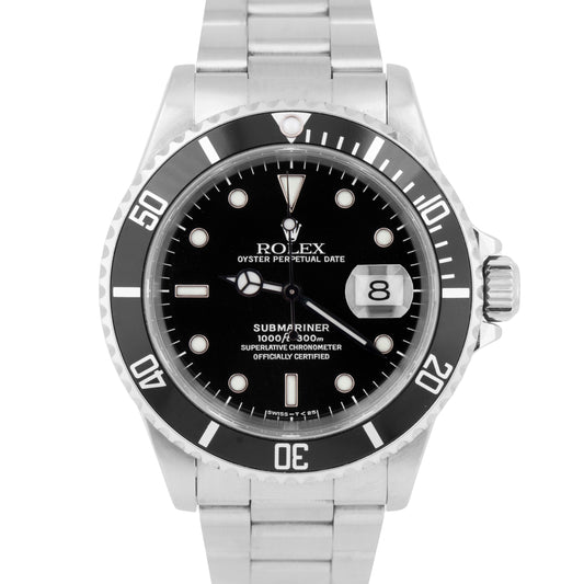 Rolex Submariner Date Black TRITINOVA Stainless Steel 40mm Oyster 16610 Watch