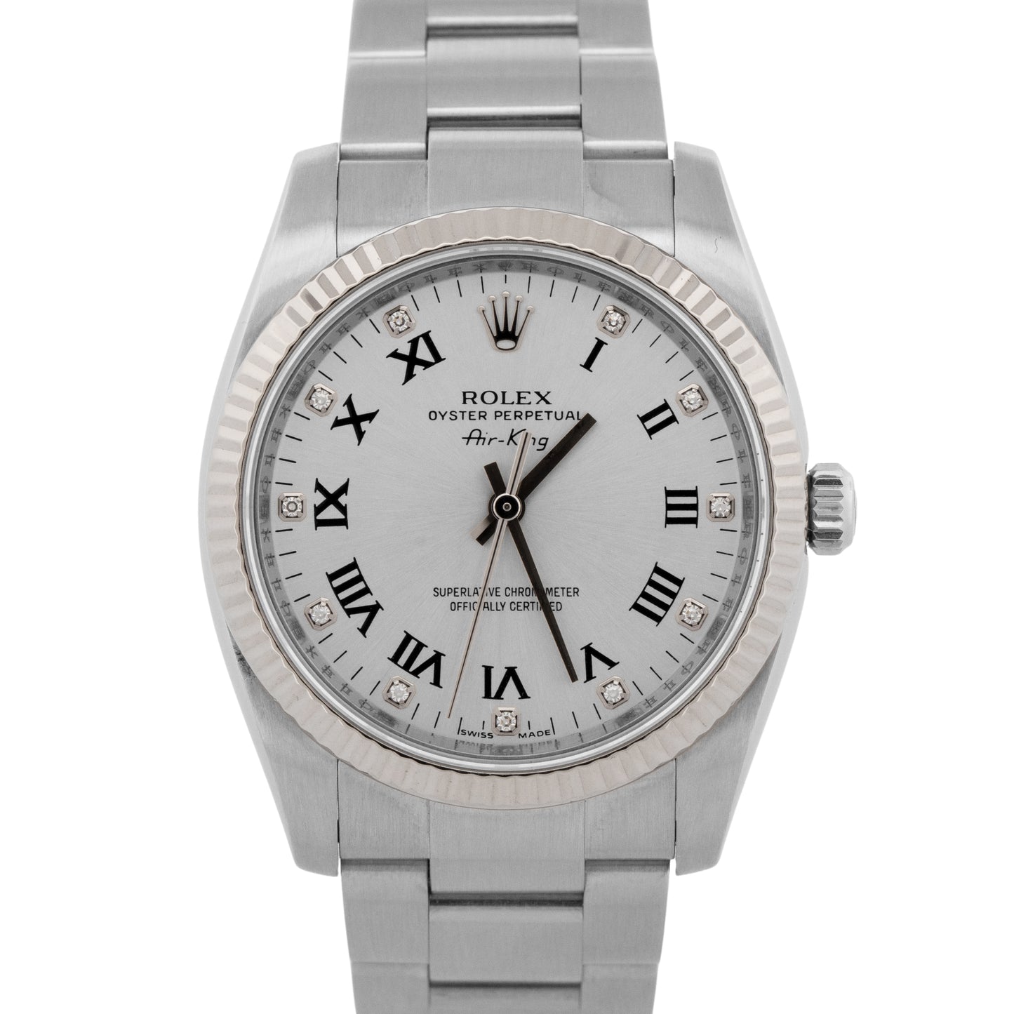 Rolex Air-King DIAMOND SILVER Stainless Steel 34mm 114234 Oyster Watch
