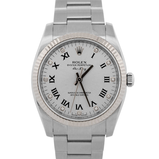 Rolex Air-King DIAMOND SILVER Stainless Steel 34mm 114234 Oyster Watch