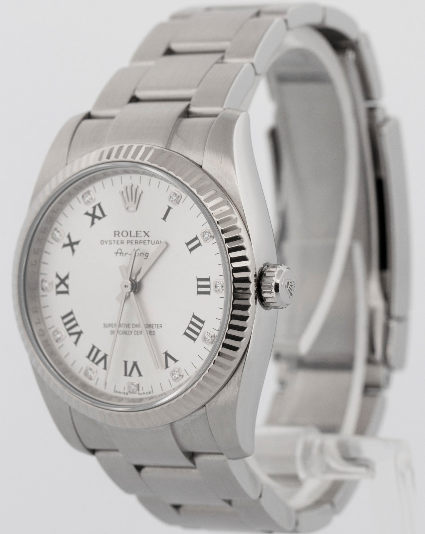 Rolex Air-King DIAMOND SILVER Stainless Steel 34mm 114234 Oyster Watch