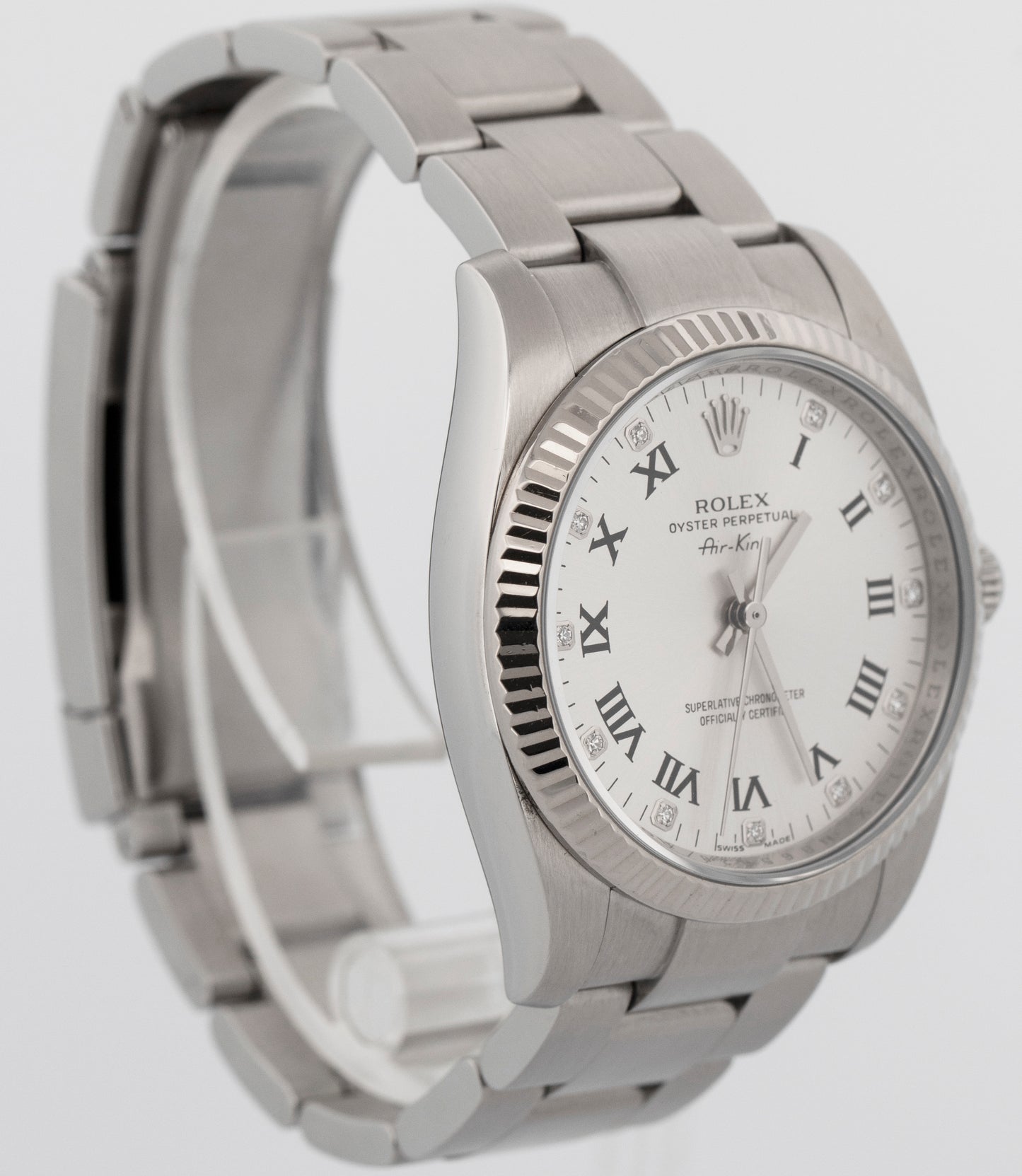 Rolex Air-King DIAMOND SILVER Stainless Steel 34mm 114234 Oyster Watch