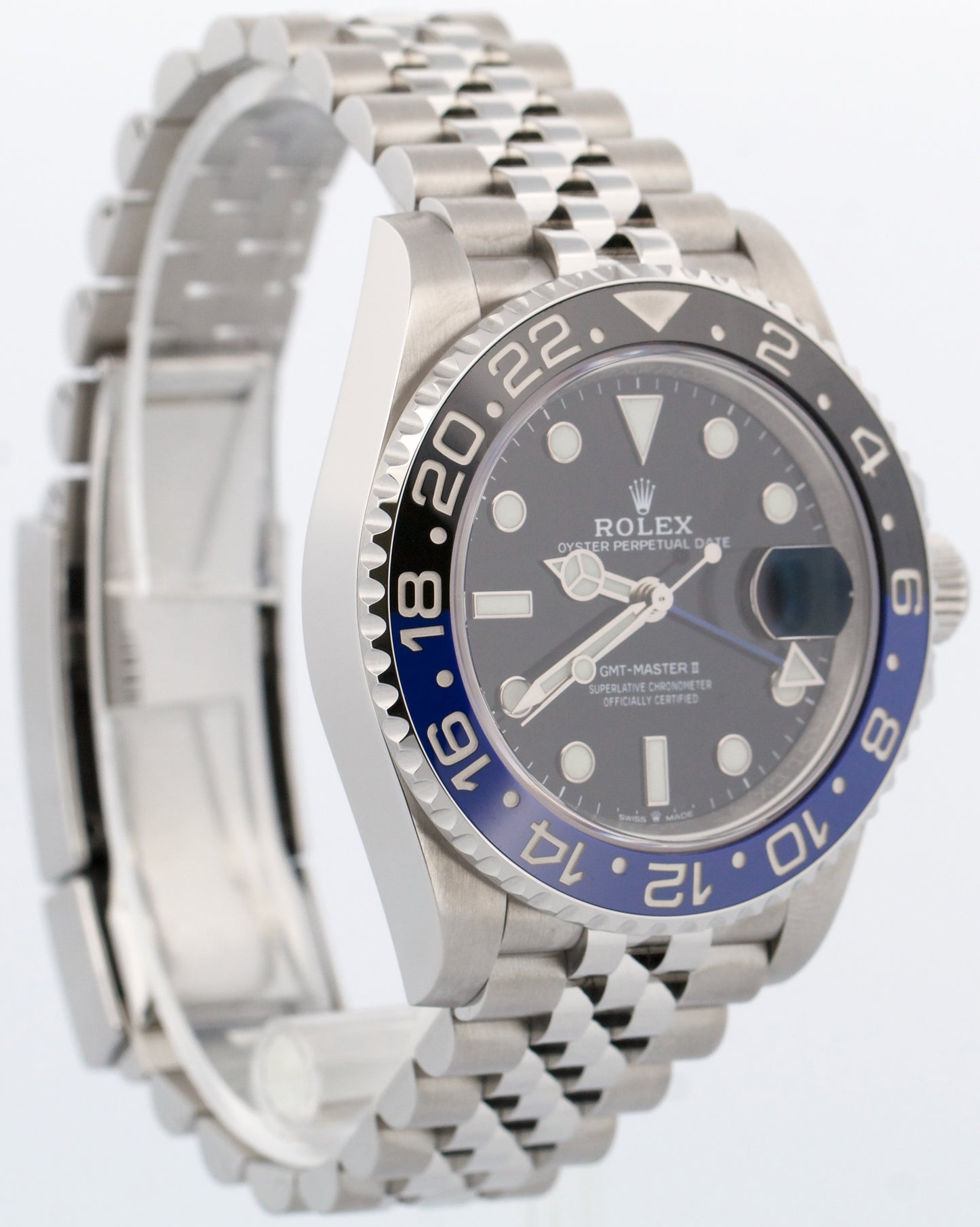 PAPERS Rolex GMT-Master II BATGIRL Blue Black Steel JUBILEE 40mm 126710 BLNR BOX