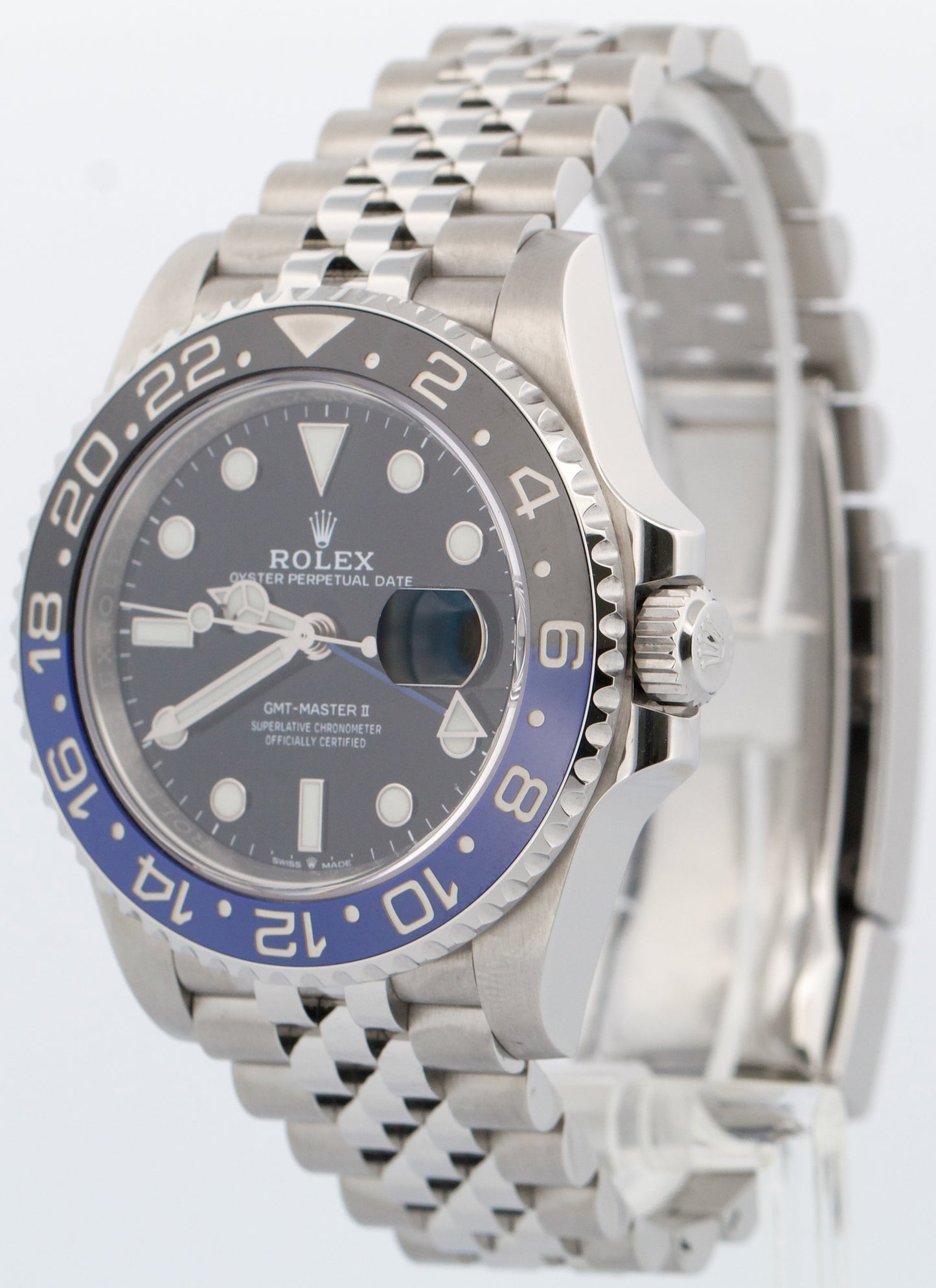 PAPERS Rolex GMT-Master II BATGIRL Blue Black Steel JUBILEE 40mm 126710 BLNR BOX